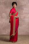 Tarun Tahiliani_Chiffon Embroidered Saree With Blouse_Online_at_Aza_Fashions
