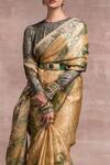 Buy_Tarun Tahiliani_Beige Tissue Banarasi Saree With Blouse_Online_at_Aza_Fashions