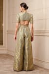 Tarun Tahiliani_Grey Brocade Woven Floral Pattern V Neck Jumpsuit For Women_Online_at_Aza_Fashions
