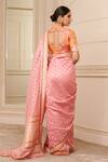 Shop_Tarun Tahiliani_Pink Brocade Checkered Pattern Saree _at_Aza_Fashions