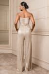 Shop_Tarun Tahiliani_Gold Poly Satin Crinkle Notched Metallic Sleeveless Jumpsuit _at_Aza_Fashions