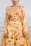 Shop_Tarun Tahiliani_Yellow Sheer Silk One Shoulder Printed Cape And Palazzo Set _Online_at_Aza_Fashions