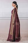 Buy_Tarun Tahiliani_Purple Striped Zari Chanderi V Neck Crushed Anarkali With Dupatta _Online_at_Aza_Fashions