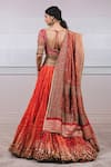 Shop_Tarun Tahiliani_Orange Brocade Scoop Neck Crushed Chanderi Bridal Lehenga Set _at_Aza_Fashions
