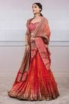 Buy_Tarun Tahiliani_Orange Brocade Scoop Neck Crushed Chanderi Bridal Lehenga Set _Online_at_Aza_Fashions