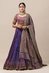 Buy_Tarun Tahiliani_Purple Brocade Embroidery U Neck Chanderi Bridal Lehenga Set _at_Aza_Fashions