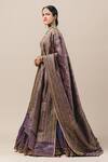 Tarun Tahiliani_Purple Brocade Embroidery U Neck Chanderi Bridal Lehenga Set _Online_at_Aza_Fashions