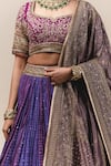 Buy_Tarun Tahiliani_Purple Brocade Embroidery U Neck Chanderi Bridal Lehenga Set _Online_at_Aza_Fashions