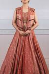 Buy_Tarun Tahiliani_Pink Brocade V Neck Lehenga Set With Gilet _Online_at_Aza_Fashions