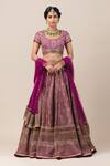 Buy_Tarun Tahiliani_Purple Brocade Embroidery U Neck Bridal Lehenga Set _at_Aza_Fashions