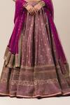 Buy_Tarun Tahiliani_Purple Brocade Embroidery U Neck Bridal Lehenga Set _Online_at_Aza_Fashions