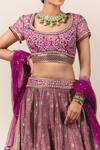 Shop_Tarun Tahiliani_Purple Brocade Embroidery U Neck Bridal Lehenga Set _Online_at_Aza_Fashions