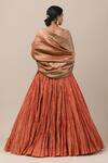 Shop_Tarun Tahiliani_Orange Chanderi Embroidery V Neck Crushed Bridal Lehenga Set _at_Aza_Fashions
