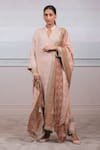 Buy_Tarun Tahiliani_Pink Silk Chiffon Mandarin Collar Chikankari Embroidered Kurta Set _at_Aza_Fashions