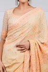 Shop_Tarun Tahiliani_Yellow Silk Chiffon Chikankari Saree With Blouse _Online_at_Aza_Fashions