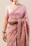 Tarun Tahiliani_Pink Silk Chiffon U Neck Chikankari Saree With Blouse _Online_at_Aza_Fashions