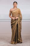 Buy_Tarun Tahiliani_Black Georgette Round Printed Zari Pre-draped Saree Set _at_Aza_Fashions