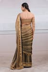 Shop_Tarun Tahiliani_Black Georgette Round Printed Zari Pre-draped Saree Set _at_Aza_Fashions