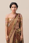 Tarun Tahiliani_Red Georgette Round Printed Draped Saree With Blouse _Online_at_Aza_Fashions