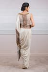 Shop_Tarun Tahiliani_White Foil Jersey Round Metallic Pre-draped Saree _at_Aza_Fashions