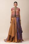 Tarun Tahiliani_Pink Matka Silk Round Embroidered Gillet_Online_at_Aza_Fashions