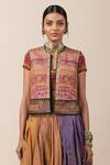 Buy_Tarun Tahiliani_Pink Matka Silk Round Embroidered Gillet_at_Aza_Fashions