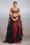 Buy_Tarun Tahiliani_Black Organza Scoop Neck Draped Skirt Set _at_Aza_Fashions