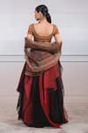 Shop_Tarun Tahiliani_Black Organza Scoop Neck Draped Skirt Set _at_Aza_Fashions
