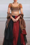 Buy_Tarun Tahiliani_Black Organza Scoop Neck Draped Skirt Set _Online_at_Aza_Fashions