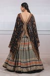 Shop_Tarun Tahiliani_Black Lehenga Chanderi Round Printed Cape Set _at_Aza_Fashions