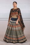 Buy_Tarun Tahiliani_Black Lehenga Chanderi Round Printed Cape Set _Online_at_Aza_Fashions