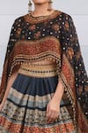 Shop_Tarun Tahiliani_Black Lehenga Chanderi Round Printed Cape Set _Online_at_Aza_Fashions