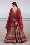 Shop_Tarun Tahiliani_Red Blouse Silk, Lehenga Chanderi Round Printed Cape Set _at_Aza_Fashions