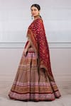 Buy_Tarun Tahiliani_Red Blouse Silk, Lehenga Chanderi Round Printed Cape Set _Online_at_Aza_Fashions