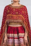 Shop_Tarun Tahiliani_Red Blouse Silk, Lehenga Chanderi Round Printed Cape Set _Online_at_Aza_Fashions