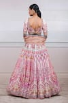 Shop_Tarun Tahiliani_Pink Chanderi V Neck Jamewar Print Lehenga Set_at_Aza_Fashions
