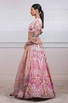 Buy_Tarun Tahiliani_Pink Chanderi V Neck Jamewar Print Lehenga Set_Online_at_Aza_Fashions