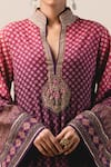 Tarun Tahiliani_Purple Handloom Cotton Mandarin Collar Kurta And Pant Set _Online_at_Aza_Fashions