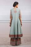 Shop_Tarun Tahiliani_Green Matka Silk Notched Kalidar Kurta Set _at_Aza_Fashions