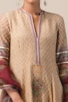 Tarun Tahiliani_Beige Matka Silk V Neck Kalidar Kurta And Pant Set _Online_at_Aza_Fashions