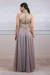 Shop_Tarun Tahiliani_Grey Tulle High Neck Draped Jumpsuit _at_Aza_Fashions