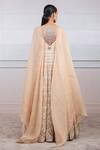 Shop_Tarun Tahiliani_Peach Satin Organza, Sheer Silk Round Embroidered Cape Anarkali _at_Aza_Fashions