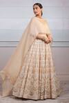Tarun Tahiliani_Peach Satin Organza, Sheer Silk Round Embroidered Cape Anarkali _Online_at_Aza_Fashions