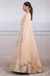Buy_Tarun Tahiliani_Peach Satin Organza, Sheer Silk Round Embroidered Cape Anarkali _Online_at_Aza_Fashions