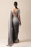 Shop_Tarun Tahiliani_Grey Georgette U Neck Embroidered Saree With Blouse _at_Aza_Fashions