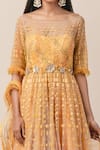 Tarun Tahiliani_Yellow Italian Tulle Round Embroidered Anarkali Set _Online_at_Aza_Fashions