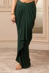 Buy_Tarun Tahiliani_Green Cape Satin Organza Blouse Georgette, Indian Tulle Print And Draped Set_Online_at_Aza_Fashions