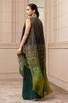 Shop_Tarun Tahiliani_Green Cape Satin Organza Blouse Georgette, Indian Tulle Print And Set_at_Aza_Fashions