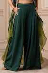 Tarun Tahiliani_Green Cape Satin Organza Blouse Georgette, Indian Tulle Print And Set_Online_at_Aza_Fashions