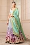 Buy_Tarun Tahiliani_Green Lehenga Chanderi Blouse Foil Jersey Printed Bridal Set _at_Aza_Fashions